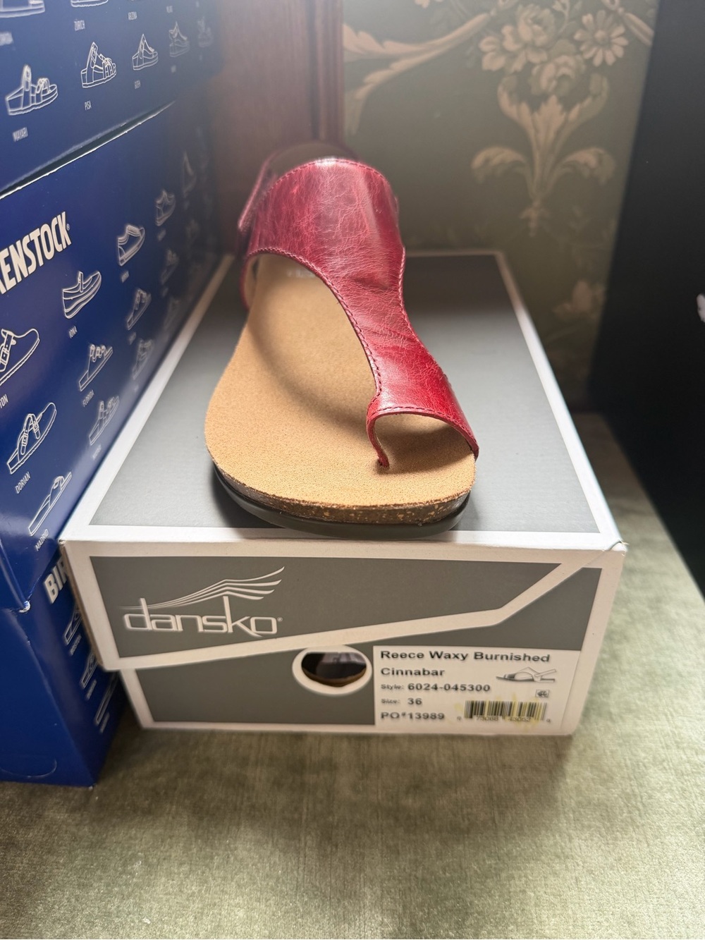 Dansko Women’s Reese Cinnabar Red Leather Toe-Loop Sandal